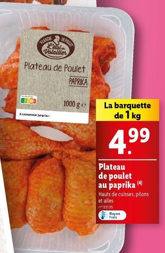 Plateau De Poulet Au Paprika offre à 4,99€ sur Lidl