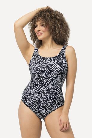 Maillot de bain sans bonnets souples, bande sous la poitrine, motif lignes offre à 31,99€ sur Ulla Popken