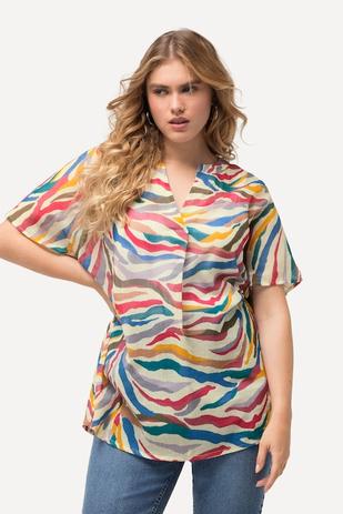 Blouse coupe évasée, col tunisien et manches courtes offre à 39,99€ sur Ulla Popken