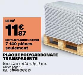 Plaques de polycarbonate offre à 11,87€ sur Brico Dépôt