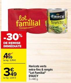 D'aucy - Haricots Verts Extra Fins & Rangés Lot Familial offre à 3,49€ sur Carrefour Drive