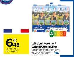 Carrefour - Lait Demi-Écrémé Extra offre à 6,48€ sur Carrefour Drive