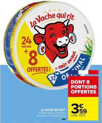 La Vache Qui Rit - 17,5 M.g Dans Le Produit Fini, 24 Portions +8 Offertes, 512 G.