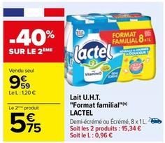 Lactel - Lait U.H.T. "Format Familial" offre à 9,59€ sur Carrefour Drive