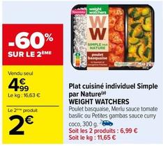 weight watchers - plat cuisiné individuel simple par nature 