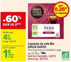 Nescafé - Capsules De Café Bio Dolce Gusto offre à 4,29€ sur Carrefour Drive
