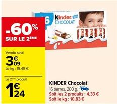 Kinder - Chocolat offre à 3,09€ sur Carrefour Drive