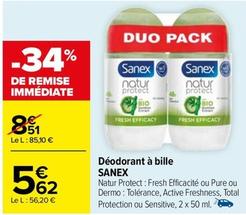 Sanex - Déodorant À Bille offre à 5,62€ sur Carrefour Drive