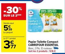 carrefour - papier toilette compact essential