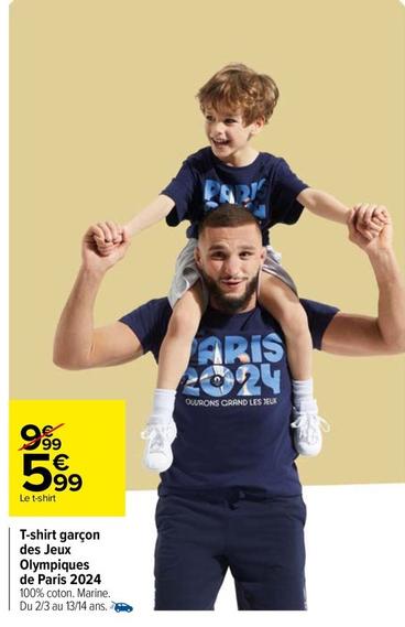 T-shirt Garçon Des Jeux Olympiques De Paris 2024 offre à 5,99€ sur Carrefour Drive