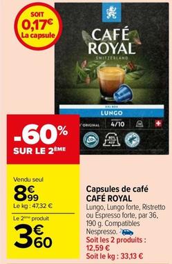 Café Royal - Capsules De Café offre à 8,99€ sur Carrefour Drive