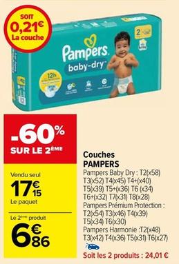 Pampers - Couches offre à 17,15€ sur Carrefour Drive