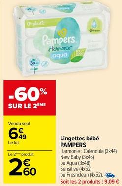 Pampers - Lingettes Bébé offre à 6,49€ sur Carrefour Drive