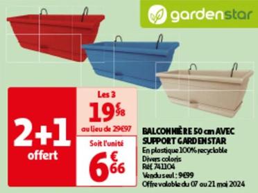 Gardenstar - Balconnière 50 Cm Avec Support offre à 9,99€ sur Auchan Hypermarché