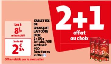 Côte D'or - Tablettes De Chocolat Lait offre à 2,84€ sur Auchan Hypermarché