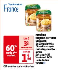 Crealine - Purée De Pommes De Terre  offre à 1,96€ sur Auchan Hypermarché