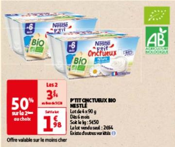 Nestlé - P'tit Onctueux Bio offre à 1,98€ sur Auchan Hypermarché