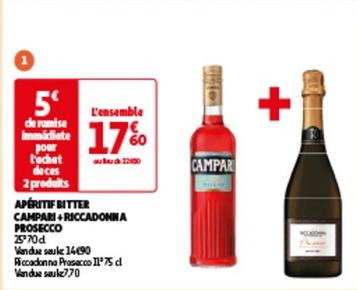 Riccadonna - Prosecco + Campari - Apéritif Bitter offre à 17,6€ sur Auchan Hypermarché