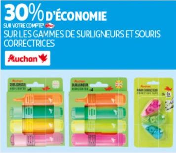 Auchan - Sur Les Gammes De Surligneurs Et Souris Correctrices  offre sur Auchan Hypermarché