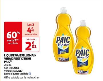 Paic - Liquide Vaisselle Main Vinaigre Et Citron offre à 2,01€ sur Auchan Hypermarché