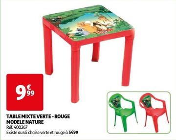 Table Mixte Verte Rouge Modele Nature offre à 9,99€ sur Auchan Hypermarché