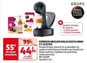 Krups - Espresso Nescafe Dolce Gusto Genio S YY5177FD  offre à 44,99€ sur Auchan Hypermarché
