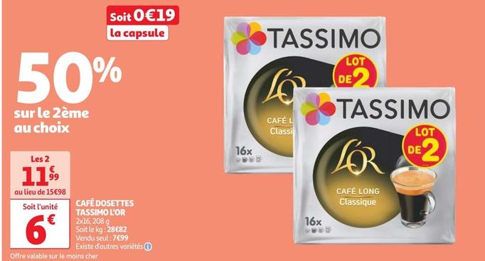L'or - Café Dosettes Tassimo offre à 6€ sur Auchan Hypermarché
