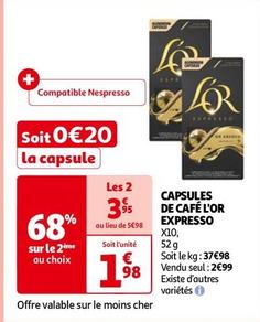L'or - Capsules De Café Expresso offre à 1,98€ sur Auchan Hypermarché