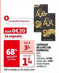 L'Or - Capsules De Café Expresso offre à 1,98€ sur Auchan Hypermarché