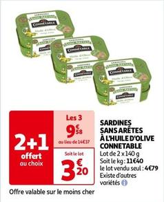 Connetable - Sardines Şans Arêtes À L'Huile D'Olive offre à 3,2€ sur Auchan Hypermarché