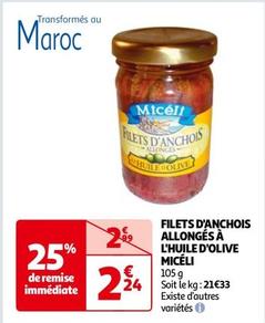 Micéli - Filets D'Anchois Allongés À L'Huile D'Olive offre à 2,24€ sur Auchan Hypermarché