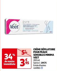 Veet - Crème Dépilatoire Pour Peaux Sensibles Minima offre à 3,95€ sur Auchan Hypermarché