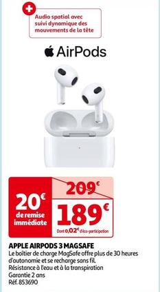 Apple - Airpods 3 Magsafe offre à 189€ sur Auchan Hypermarché