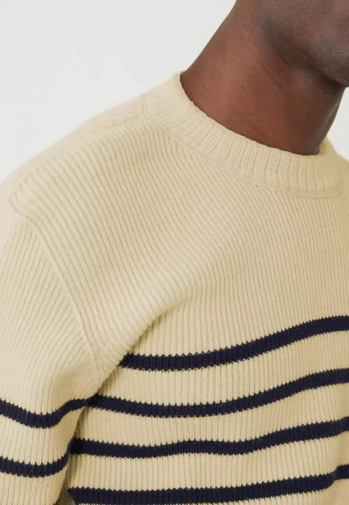 Pull mixte en laine française -    Lude Marinière Ecru Marine offre à 80€ sur Le Slip Français