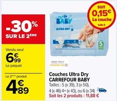 Carrefour - Couches Ultra Dry  offre à 6,99€ sur Carrefour