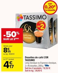 L'or - Dosettes De Cafe Tassimo  offre à 8,35€ sur Carrefour