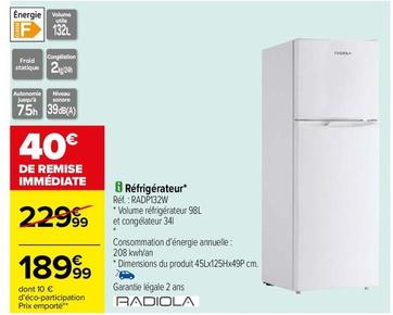 Radiola - Réfrigérateur offre à 189,99€ sur Carrefour