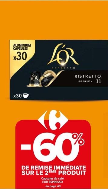 L'or - Capsules De Café Espresso offre sur Carrefour