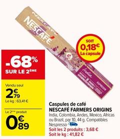 Nescafé - Caspules De Café Farmers Origins offre à 2,79€ sur Carrefour