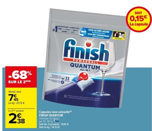 Finish - Capsules Lave-Vaisselle Quantum offre à 7,45€ sur Carrefour
