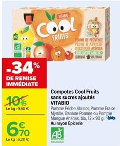 Vitabio - Compotes Cool Fruits Sans Sucres Ajoutés