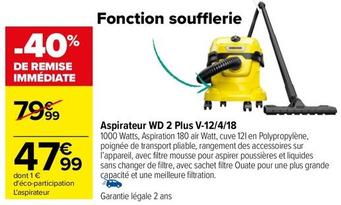WD - Aspirateur 2 Plus V-12/4/18 offre à 47,99€ sur Carrefour