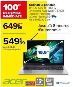 Acer - Ordinateur Portable offre à 549,99€ sur Carrefour