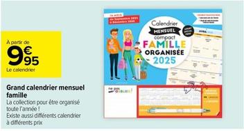 Grand Calendrier Mensuel Famille offre à 9,95€ sur Carrefour