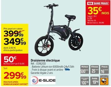 E-Slide - Draisienne Electrique offre à 349,99€ sur Carrefour