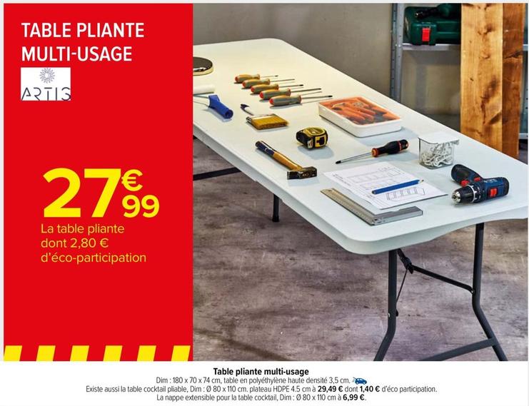 Artis - Table Pliante Multi-usage offre à 27,99€ sur Carrefour Market