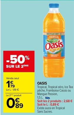 Oasis - Tropical, Tropical Zéro, Ice Tea Pêche, Framboise Cassis Ou Mangue Passion, 1,5 L.