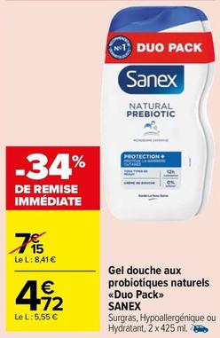 Sanex - Gel Douche Aux Probiotiques Naturels Duo Pack