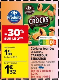 Carrefour - Céréales Fourrées Crocks Sensation offre à 1,89€ sur Carrefour Market