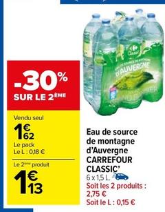Carrefour - Eau De Source De Montagne D'auvergne Classic'